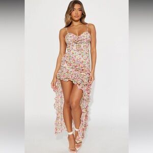 Fashionova floral chiffon high low dress